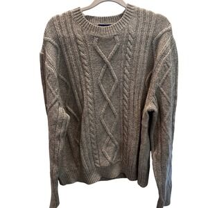Maison Me Women's Cable Knit Sweater Size M Gray Wool‎ Blend Crewneck